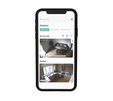 Smartphone com aplicativo AmparoAI aberto